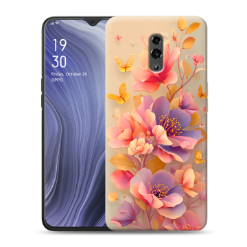 Пластиковый чехол на OPPO Reno Z с принтом Цветы и бабочки Пластиковый чехол на OPPO Reno Z с принтом Цветы и бабочки