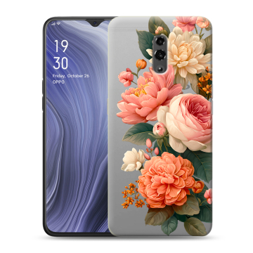 Пластиковый чехол на OPPO Reno Z с принтом цветы Пластиковый чехол на OPPO Reno Z с принтом цветы