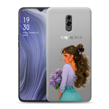 Пластиковый чехол на OPPO Reno Z с принтом девушка цветы Пластиковый чехол на OPPO Reno Z с принтом девушка цветы