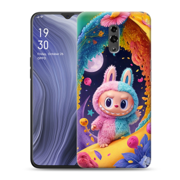 Пластиковый чехол на OPPO Reno Z с принтом Labubu Лабубу Пластиковый чехол на OPPO Reno Z с принтом Labubu Лабубу