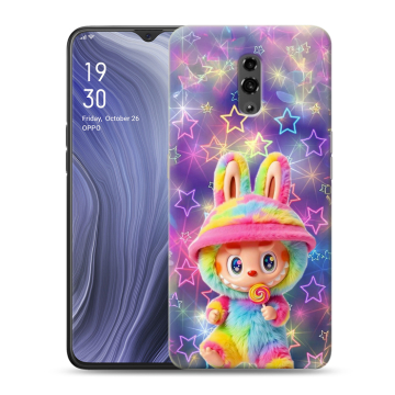 Пластиковый чехол на OPPO Reno Z с принтом Labubu Лабубу