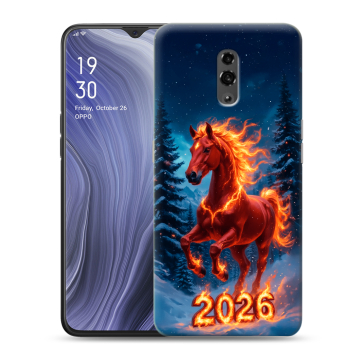 Пластиковый чехол на OPPO Reno Z с принтом Новый год коня Пластиковый чехол на OPPO Reno Z с принтом Новый год коня