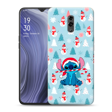 Пластиковый чехол на OPPO Reno Z с принтом Стич Новый год Пластиковый чехол на OPPO Reno Z с принтом Стич Новый год