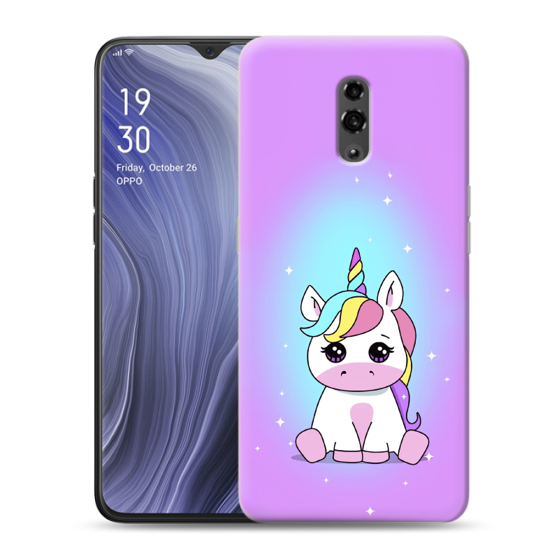 Пластиковый чехол на OPPO Reno Z с принтом Единорог Пластиковый чехол на OPPO Reno Z с принтом Единорог