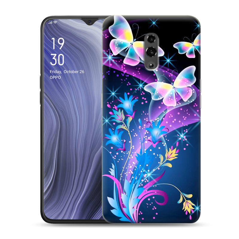 Пластиковый чехол на OPPO Reno Z с принтом Бабочки Пластиковый чехол на OPPO Reno Z с принтом Бабочки