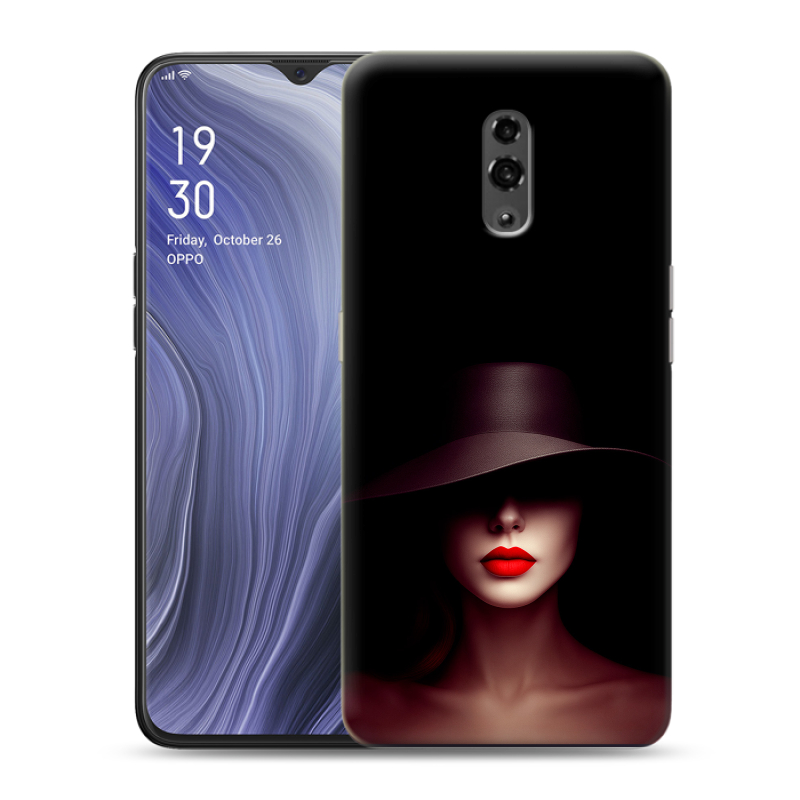 Пластиковый чехол на OPPO Reno Z с принтом Девушка в шляпе Пластиковый чехол на OPPO Reno Z с принтом Девушка в шляпе