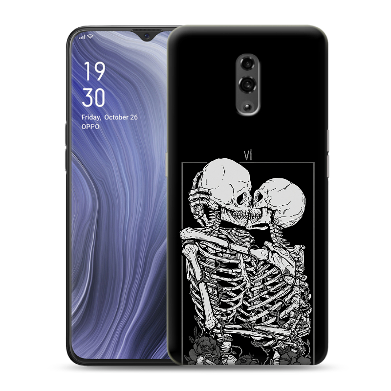 Пластиковый чехол на OPPO Reno Z с принтом Поцелуй скелетов Пластиковый чехол на OPPO Reno Z с принтом Поцелуй скелетов