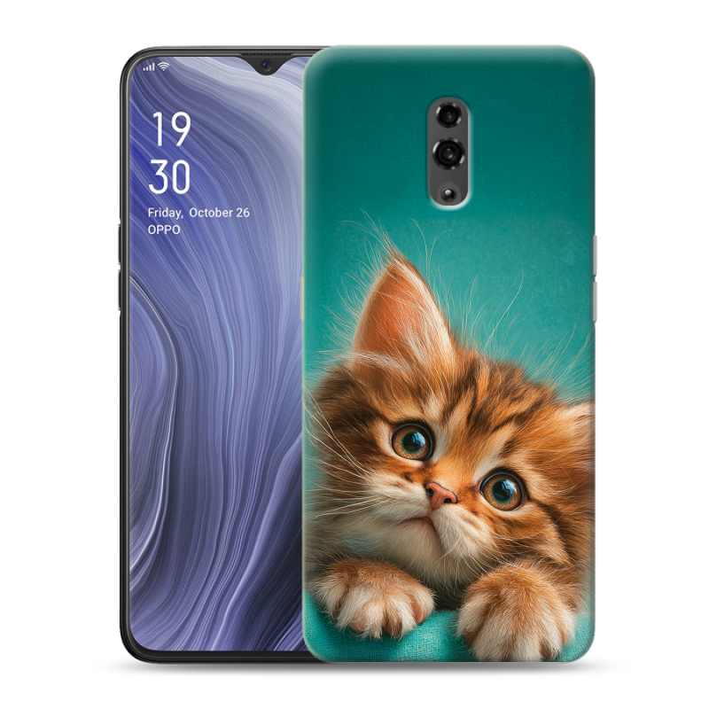 Пластиковый чехол на OPPO Reno Z с принтом котенок Пластиковый чехол на OPPO Reno Z с принтом котенок