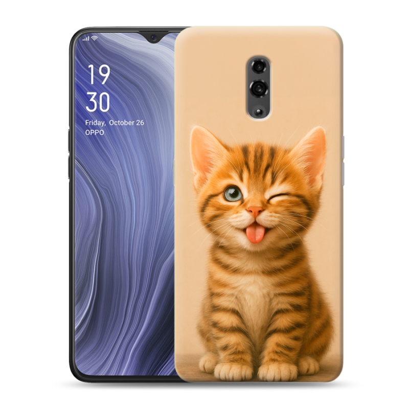 Пластиковый чехол на OPPO Reno Z с принтом котенок Пластиковый чехол на OPPO Reno Z с принтом котенок