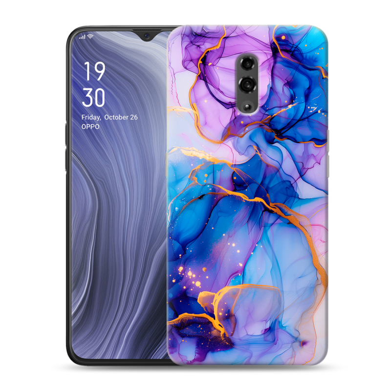 Пластиковый чехол на OPPO Reno Z с принтом синий мрамор Пластиковый чехол на OPPO Reno Z с принтом синий мрамор