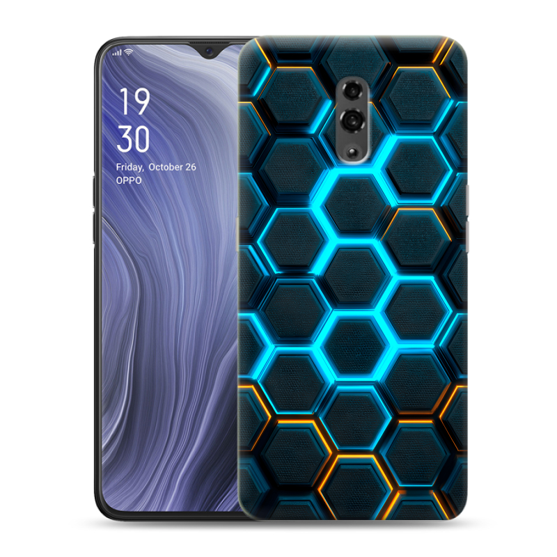 Пластиковый чехол на OPPO Reno Z с принтом Неоновые соты Пластиковый чехол на OPPO Reno Z с принтом Неоновые соты