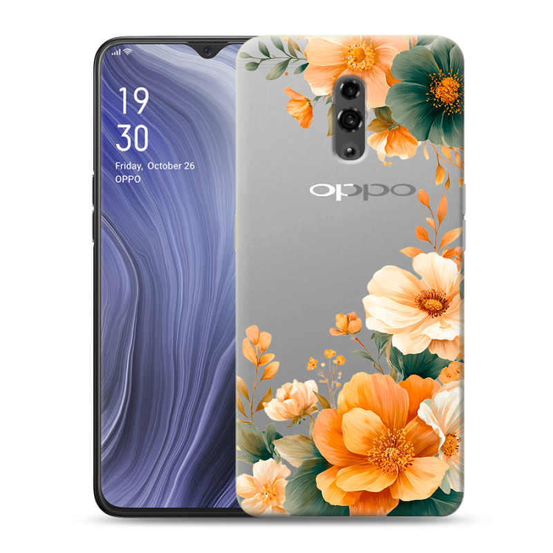 Пластиковый чехол на OPPO Reno Z с принтом Цветы принт Пластиковый чехол на OPPO Reno Z с принтом Цветы принт