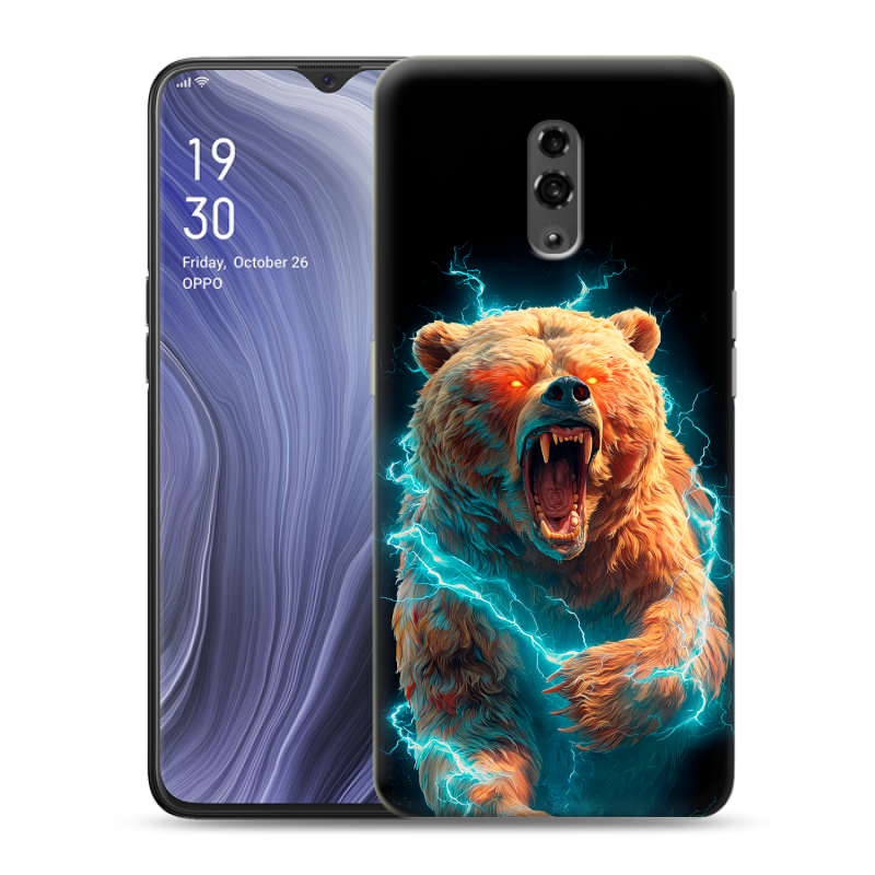 Пластиковый чехол на OPPO Reno Z с принтом Медведь Пластиковый чехол на OPPO Reno Z с принтом Медведь