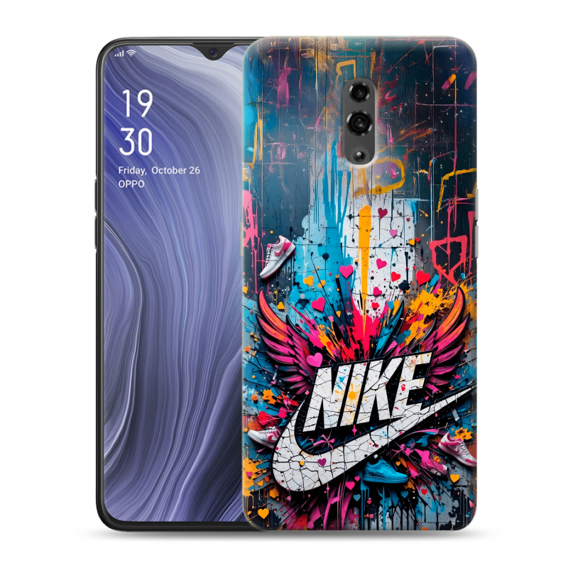 Пластиковый чехол на OPPO Reno Z с принтом Nike Найк Пластиковый чехол на OPPO Reno Z с принтом Nike Найк