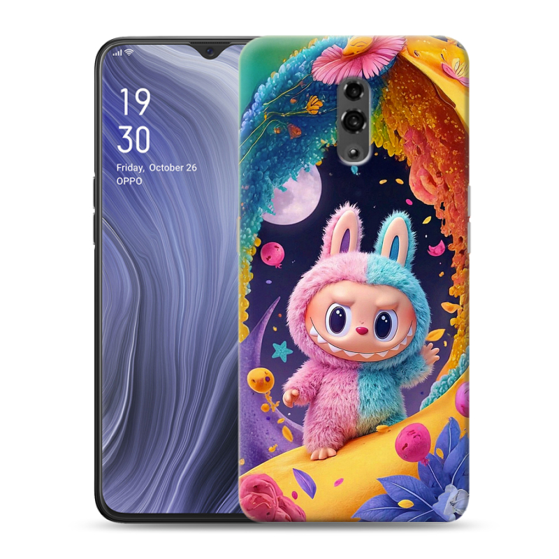 Пластиковый чехол на OPPO Reno Z с принтом Labubu Лабубу Пластиковый чехол на OPPO Reno Z с принтом Labubu Лабубу