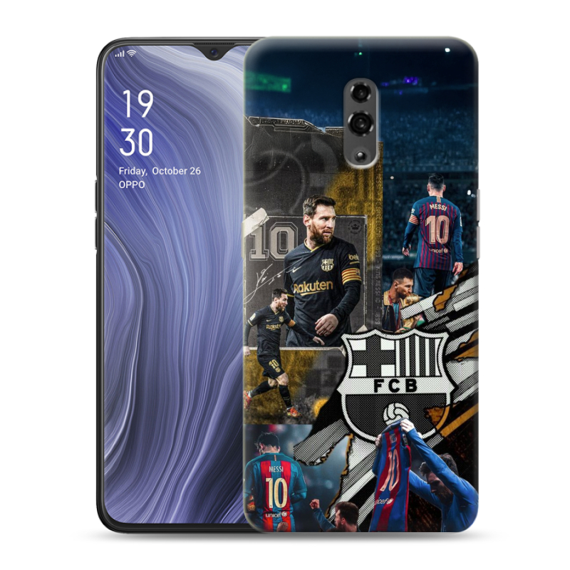 Пластиковый чехол на OPPO Reno Z с принтом Messi Barcelona Пластиковый чехол на OPPO Reno Z с принтом Messi Barcelona