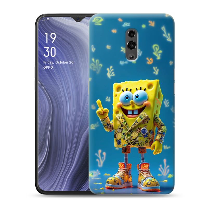 Пластиковый чехол на OPPO Reno Z с принтом Спанч боб Спанчбоб Пластиковый чехол на OPPO Reno Z с принтом Спанч боб Спанчбоб
