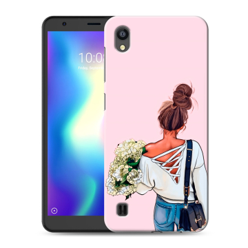 Силиконовый чехол на ZTE Blade A5 (2019) с принтом Девушка и букет Силиконовый чехол на ZTE Blade A5 (2019) с принтом Девушка и букет