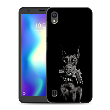 Силиконовый чехол на ZTE Blade A5 (2019) с принтом Доберман и пистолет Силиконовый чехол на ZTE Blade A5 (2019) с принтом Доберман и пистолет