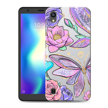 Силиконовый чехол на ZTE Blade A5 (2019) с принтом Бабочки и цветы
