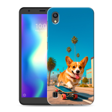 Силиконовый чехол на ZTE Blade A5 (2019) с принтом Корги на скейте Силиконовый чехол на ZTE Blade A5 (2019) с принтом Корги на скейте