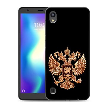 Силиконовый чехол на ZTE Blade A5 (2019) с принтом Герб России золотой