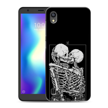 Силиконовый чехол на ZTE Blade A5 (2019) с принтом Поцелуй скелетов