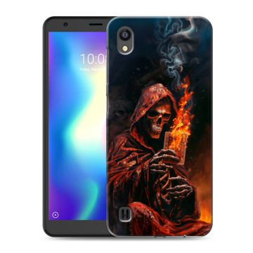Силиконовый чехол на ZTE Blade A5 (2019) с принтом Скелет и карты