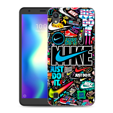 Силиконовый чехол на ZTE Blade A5 (2019) с принтом найк nike черный