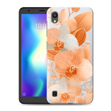 Силиконовый чехол на ZTE Blade A5 (2019) с принтом Бежевые цветы Силиконовый чехол на ZTE Blade A5 (2019) с принтом Бежевые цветы