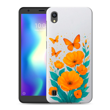 Силиконовый чехол на ZTE Blade A5 (2019) с принтом цветы бабочки Силиконовый чехол на ZTE Blade A5 (2019) с принтом цветы бабочки