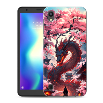 Силиконовый чехол на ZTE Blade A5 (2019) с принтом Дракон Японский Силиконовый чехол на ZTE Blade A5 (2019) с принтом Дракон Японский