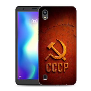 Силиконовый чехол на ZTE Blade A5 (2019) с принтом Флаг Герб СССР