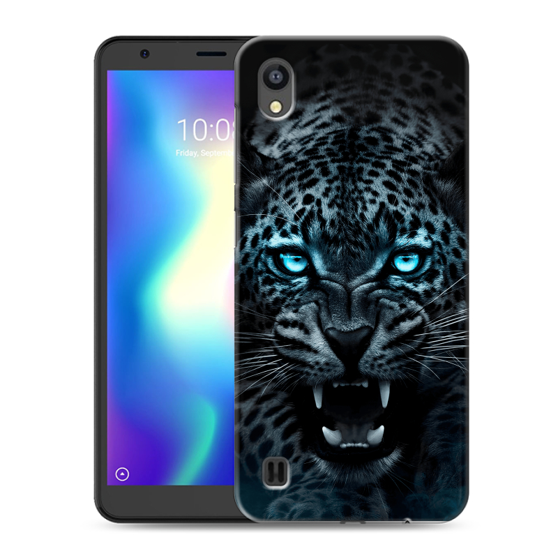 Силиконовый чехол на ZTE Blade A5 (2019) с принтом Темный леопард Силиконовый чехол на ZTE Blade A5 (2019) с принтом Темный леопард