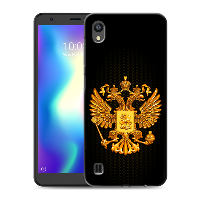 Силиконовый чехол на ZTE Blade A5 (2019) с принтом Герб России желтый Силиконовый чехол на ZTE Blade A5 (2019) с принтом Герб России желтый