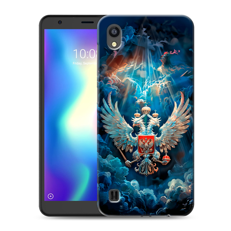 Силиконовый чехол на ZTE Blade A5 (2019) с принтом Герб флаг России Силиконовый чехол на ZTE Blade A5 (2019) с принтом Герб флаг России