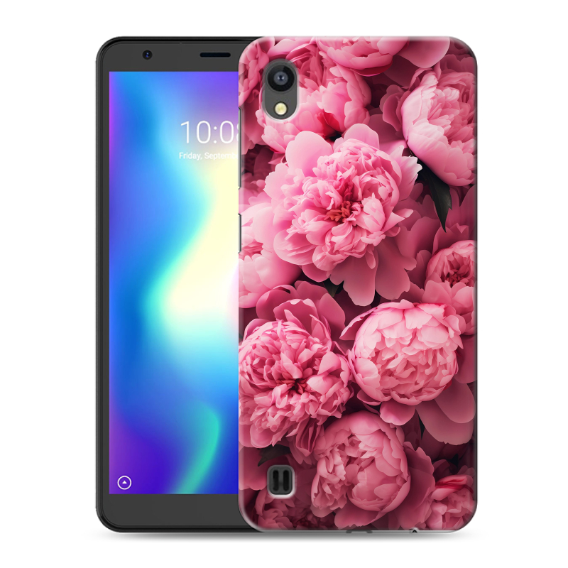 Силиконовый чехол на ZTE Blade A5 (2019) с принтом цветы пионы Силиконовый чехол на ZTE Blade A5 (2019) с принтом цветы пионы