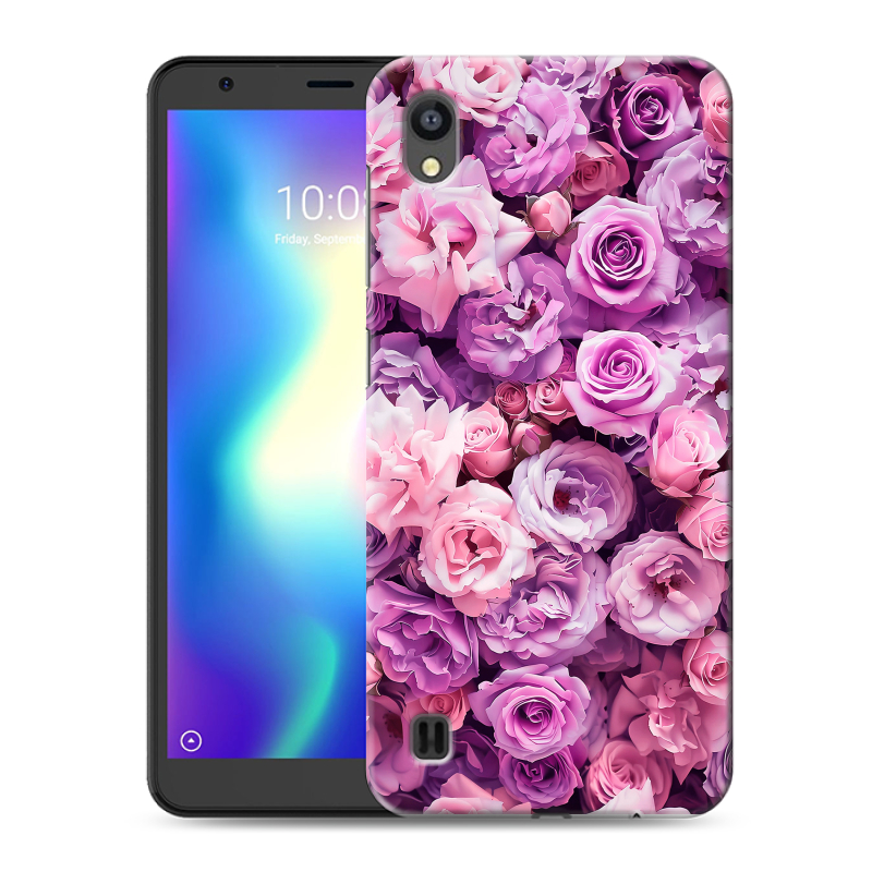 Силиконовый чехол на ZTE Blade A5 (2019) с принтом лавандовые розы Силиконовый чехол на ZTE Blade A5 (2019) с принтом лавандовые розы
