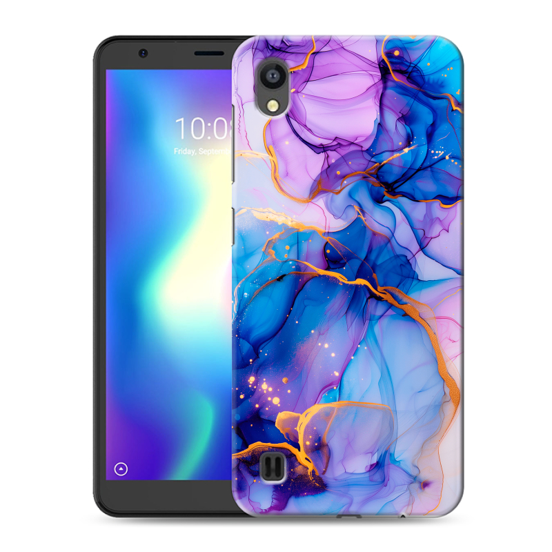 Силиконовый чехол на ZTE Blade A5 (2019) с принтом синий мрамор Силиконовый чехол на ZTE Blade A5 (2019) с принтом синий мрамор