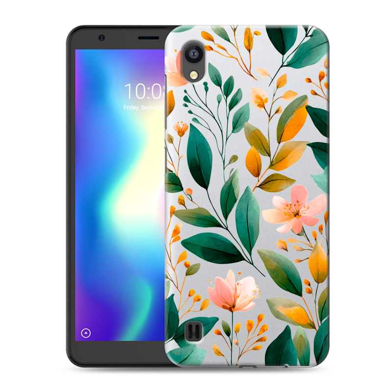 Силиконовый чехол на ZTE Blade A5 (2019) с принтом Цветы паттерн Силиконовый чехол на ZTE Blade A5 (2019) с принтом Цветы паттерн