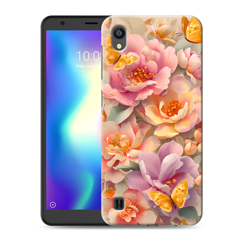 Силиконовый чехол на ZTE Blade A5 (2019) с принтом Цветы и бабочки Силиконовый чехол на ZTE Blade A5 (2019) с принтом Цветы и бабочки