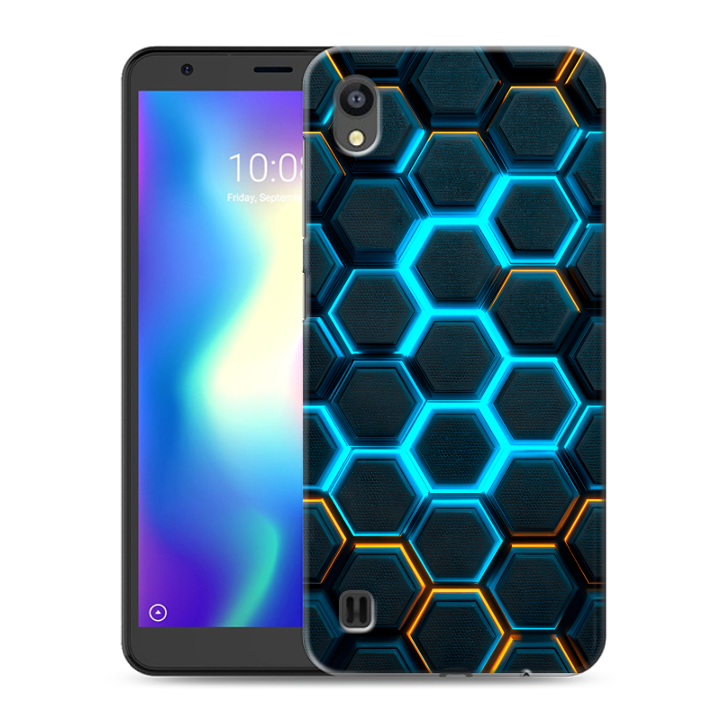 Силиконовый чехол на ZTE Blade A5 (2019) с принтом Неоновые соты Силиконовый чехол на ZTE Blade A5 (2019) с принтом Неоновые соты