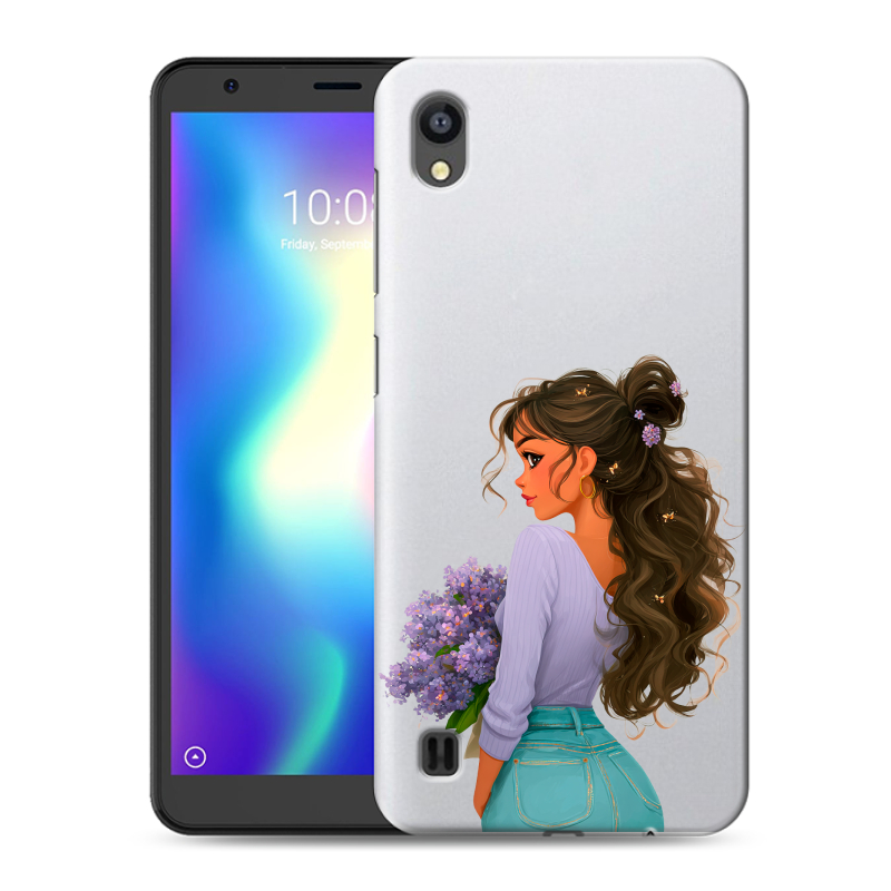 Силиконовый чехол на ZTE Blade A5 (2019) с принтом девушка цветы Силиконовый чехол на ZTE Blade A5 (2019) с принтом девушка цветы