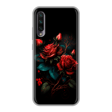 Силиконовый противоударный чехол на Xiaomi Mi A3 с принтом Розы красные Силиконовый противоударный чехол на Xiaomi Mi A3 с принтом Розы красные