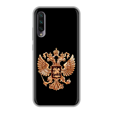 Силиконовый противоударный чехол на Xiaomi Mi A3 с принтом Герб России золотой