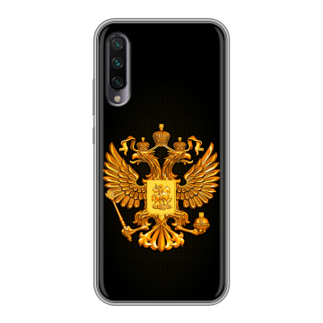 Силиконовый противоударный чехол на Xiaomi Mi A3 с принтом Герб России желтый Силиконовый противоударный чехол на Xiaomi Mi A3 с принтом Герб России желтый