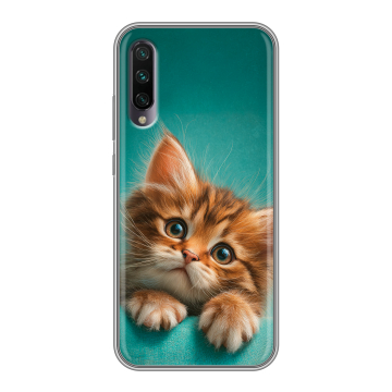 Силиконовый противоударный чехол на Xiaomi Mi A3 с принтом котенок Силиконовый противоударный чехол на Xiaomi Mi A3 с принтом котенок
