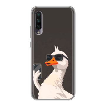 Силиконовый противоударный чехол на Xiaomi Mi A3 с принтом утка в очках Силиконовый противоударный чехол на Xiaomi Mi A3 с принтом утка в очках