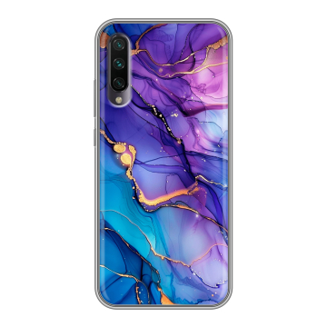 Силиконовый противоударный чехол на Xiaomi Mi A3 с принтом синий мрамор Силиконовый противоударный чехол на Xiaomi Mi A3 с принтом синий мрамор