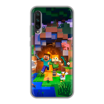 Силиконовый противоударный чехол на Xiaomi Mi A3 с принтом Майнкрафт Minecraft